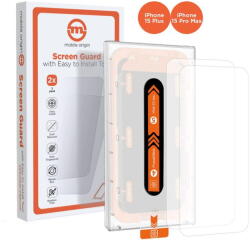 Mobile Origin Orange Screen Guard iPhone 15 Pro Max/15 Plus with easy applicator, 2 pack (SGA-i15ProMax-2pk) - vexio