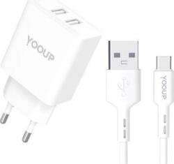 YOOUP NC76-B 2x USB-A Hálózati Töltő Adapter 12W - Fehér (NC76-B)