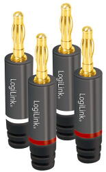 LogiLink Audio Banán csatlakozók, 4 db, fém, szürke (CA1212)