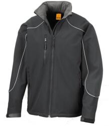 RESULT Férfi Ice Fell kapucnis Softshell lélegző vízálló kabát (345 GSM) XL fekete