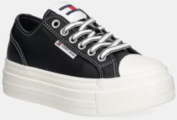 Tommy Hilfiger bőr tornacipő TJW FOXING VULC LC LEATHER fekete, női, EN0EN02714 - fekete Női 40