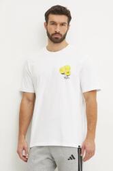 Adidas pamut póló M L SL LEMON T bézs, férfi, nyomott mintás, JJ3959 - bézs L