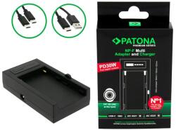Patona Premium Multi Adapter & töltő f. Sony NP-F Serie PD30W USB-C DC5521/DC5525 DC8V/12V 1/4 hüvelykes menettel (PT-1799)