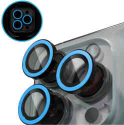 Apple iPhone 16 Pro / 16 Pro Max, Kamera lencsevédő fólia, ütésálló fólia, Tempered Glass (edzett üveg), sötétben világít, Xprotector Luminous, kék