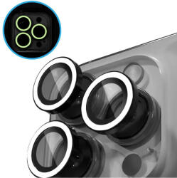 Apple iPhone 16 Pro / 16 Pro Max, Kamera lencsevédő fólia, ütésálló fólia, Tempered Glass (edzett üveg), sötétben világít, Xprotector Luminous, fehér - tok-shop