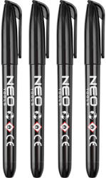 NEO TOOLS 4db jelölőfilc, vízálló olajalapú festékkel, használat előtt felrázandó, fekete, normál hegyű, Minimum rendelés: 6cs (13-856)