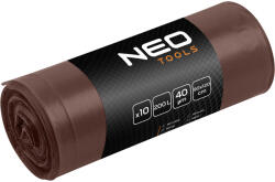 NEO TOOLS Szemeteszsák 200l, 90x120cm, barna, erősített, vastagság: 40mic, 10db (15-995) - szerszamparadicsom