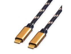 Roline Cablu brodat GOLD USB type C Gen3x2 Emark 100W 2m, Roline 11.02. 9039 (11.02.9039-10)