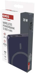 EMOS Powerbank WI 522, 5 000 mAh, 20 W+Wireless, kék B0555BL (B0555BL)