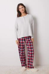 Women'Secret hosszú ujjú pizsama MIX AND MATCH PERFECT MATCH női, szürke, 3278428 - szürke L