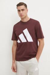 Adidas pamut póló Essentials bordó, férfi, nyomott mintás, JE8939 - burgundia S