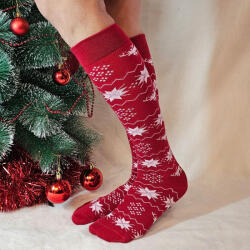 Sox World Női rénszarvas mintás térdzokni Piros 81435