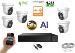 Monitorrs Security - AI IP Aktív dóm kamerarendszer 5 kamerával 8 mpix - 6077K5
