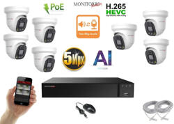 Monitorrs Security - AI IP Aktív dóm kamerarendszer 7 kamerával 8 mpix - 6077K7