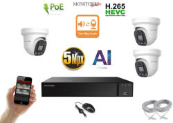 Monitorrs Security - AI IP Aktív dóm kamerarendszer 3 kamerával 8 mpix - 6077K3
