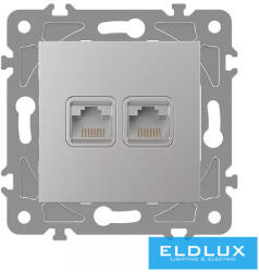 ELDLUX ELDGROUND 2×RJ45 Cat. 6 UTP aljzat Ezüst (ELD303654)