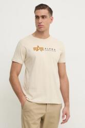 Alpha Industries t-shirt bézs, férfi, nyomott mintás, 118502PP - bézs S - answear - 15 990 Ft