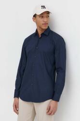 HUGO BOSS pamut ing férfi, galléros, sötétkék, slim - sötétkék 39