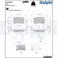 DELPHI fékbetétkészlet, tárcsafék DELPHI LP5080EV (LP5080EV)