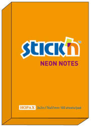 Hopax Notes autoadeziv 76 x 51 mm, 100 file, Stick'n - portocaliu neon (HO-21160)