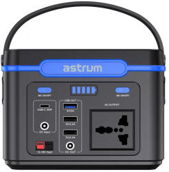 Astrum PS100 Töltőállomás - USB, Type-C, Dc, Ac220, 24000mAh, Fekete