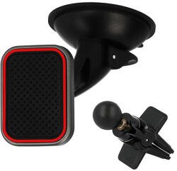  Autós tartó - TXR - MÁGNESES / 2 rögzítési lehetőség: üvegre és szellőzőrácsra / piros kerettel,