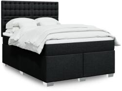 vidaXL fekete szövet rugós ágy matraccal 140 x 190 cm (3292799)