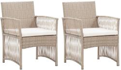 vidaXL 2 db bézs polyrattan kerti karosszék párnákkal (363408)