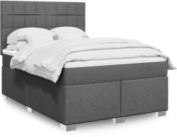 vidaXL sötétszürke szövet rugós ágy matraccal 140 x 190 cm (3292784)