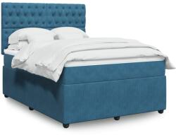 vidaXL sötétkék bársony rugós ágy matraccal 140x190 cm (3292344)