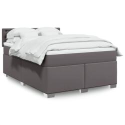 vidaXL szürke műbőr rugós ágy matraccal 140x190 cm (3286122)