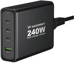 Wozinsky GaN WGCSB 240 W USB-A / 3 x USB-C fali töltő - fekete (WGCSB)
