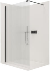 Cerano - Walk-in Onyx L/R zuhanyparaván - kerek támasz - fekete matt, hornyolt üveg - 100x200 cm, CER-CER-8050BD304 (CER-CER-8050BD304)