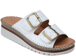 Sherlock Soon 2 csatos fehér női bőr papucs 148-0979 07473