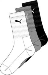 PUMA Sport zokni - 3pár/csomag, fehér/szürke/fekete (PUM-88035510-3942)