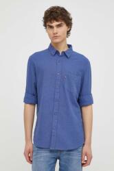 Levi's pamut ing férfi, galléros, regular - kék M - answear - 20 990 Ft