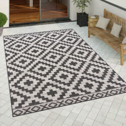  Kül- & Beltéri Scandi Aztec fekete szőnyeg 160x220 cm