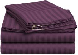 HomePuls Cearsaf de pat cu elastic Damasc Bumbac 100% dunga 1 cm, 230x250 cm pentru saltea 180x200 cm, Mov