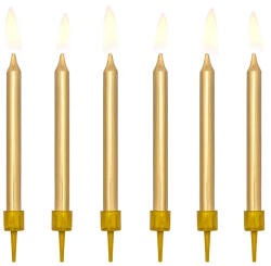 PartyDeco Tortagyertya, arany, 6 cm, 6 db/cs