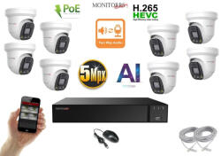 Monitorrs Security - AI IP Aktív dóm kamerarendszer 8 kamerával 8 mpix - 6077K8