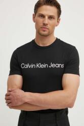 Calvin Klein Jeans pamut póló fekete, férfi, nyomott mintás, J30J322552 - fekete XXL