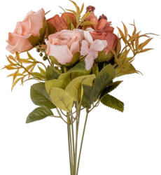 Valex Decor 6 ágú rózsa selyemvirág csokor, 30cm magas - Őszi rózsaszín (AF055-01)