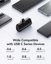 VEGER Q0558 PlugOn powerbank 5000mAh 20W 3A PD QC3.0 Type-C csatlakozóval fekete - fekete