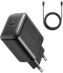 JOYROOM JR-TCF23 hálózati töltő 1xUSB-C csatlakozással és Type-C - Type-C kábellel 25W - fekete