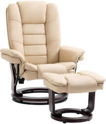 Homcom dönthető Fotel lábtartóval, poliuretán/gumi/acél, bézs