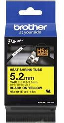 BROTHER HSE-611E 5.2MM SZÉLES 1, 5 MÉTER HOSSZÚ SZALAGKAZETTA Szalagkazetta - HIBA , sárga, fekete, eredeti (HSE611E)