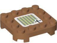 LEGO® Placă modificată 4 X 4 cu colţuri rotunjite decorată cu autocolant cod de bară (6360143)
