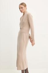 ANSWEAR rochie din lana culoarea bej, maxi, evazată BBYA-SUD00Z_80X (e9334.ILK)