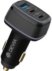 DEVIA EA361 Smart autós töltő USB-A + 2 x USB Type-C aljzat, PD115W, fekete (EA361)