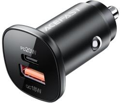 ACEFAST B1b Acefast B1 autós töltő USB-A + Type-C, PD38W, fekete (B1b)